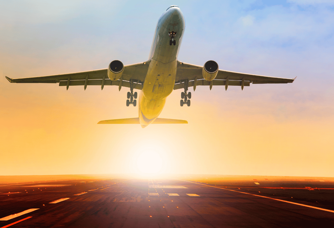 An aeroplane taking off using an efficient ATC System.